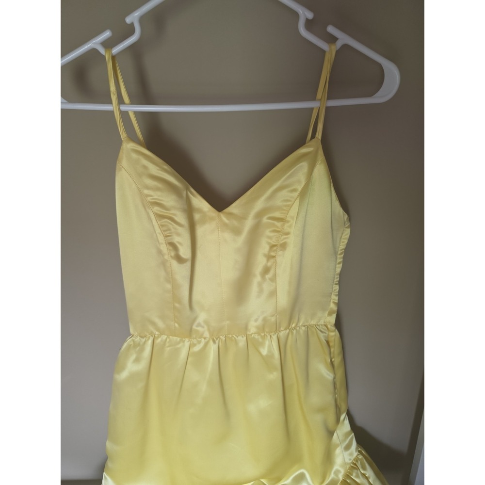 Vintage An Original by Hazel Hammer 80's Prom Satin & Lace Yellow Dress- S - Picture 11 of 12